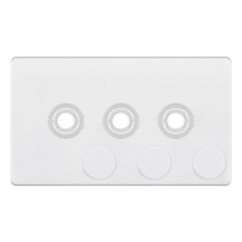 Selectric 3 Aperture Empty Dimmer Plate with Knobs Matt White