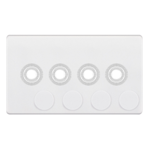 Selectric 4 Aperture Empty Dimmer Plate with Knobs Matt White