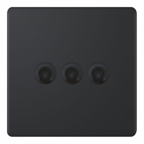 Selectric 10 Amp Toggle Switch 3 Gang 2 Way Matt Black