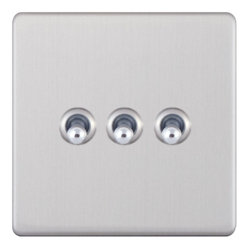 Selectric 10 Amp Toggle Switch 3 Gang 2 Way Satin Chrome