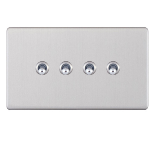 Selectric 10 Amp Toggle Switch 4 Gang 2 Way Satin Chrome