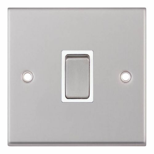 20 Amp DP Switch - Satin Chrome with White Insert 