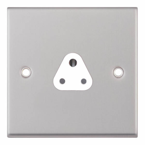 Selectric 2 Amp Round Pin Socket 3 Pin Unswitched Satin Chrome