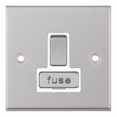 13 Amp Fused Connection Unit DP - Satin Chrome with White Insert 