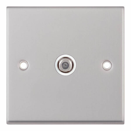 Selectric 1G F-Type Satellite Socket Satin Chrome
