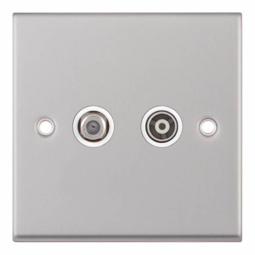 Selectric 1G F-Type Satellite Socket + 1G TV/FM ﻿Coaxial/Aerial Socket Isolated