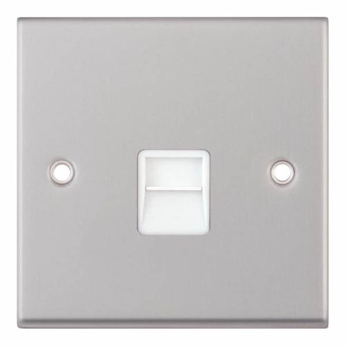 Selectric 1G Secondary Telephone Socket Satin Chrome