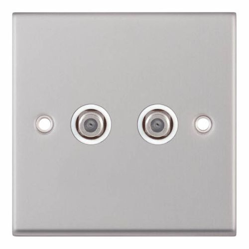Selectric 2G F-Type Satellite Socket Satin Chrome