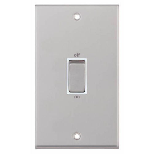 Selectric 45A DP Switch 2 Gang Plate Satin Chrome