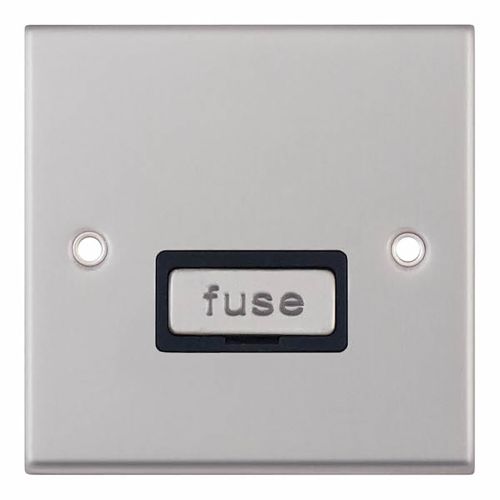  13 Amp Fused Connection Unit Unswitched - Satin Chrome with Black Insert 