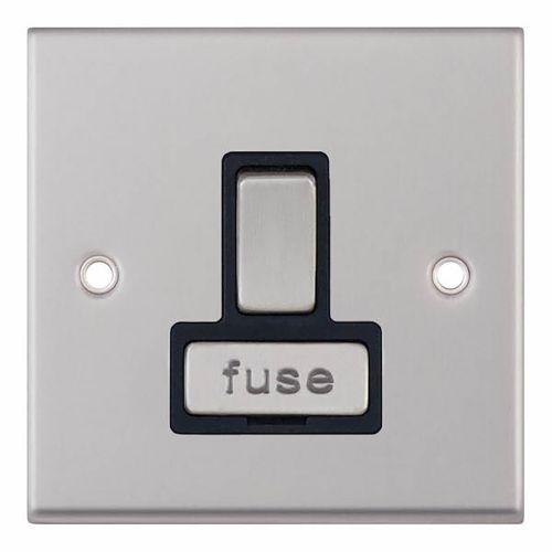 13 Amp Fused Connection Unit DP – Switched Satin Chrome with Black Insert by Meteor Electrical 