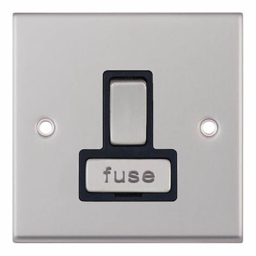 13 Amp Fused Connection Unit DP – Switched Satin Chrome with Black Insert by Meteor Electrical 