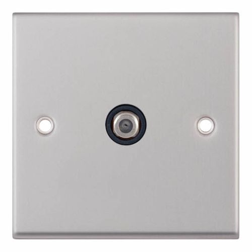 Selectric 1G F-Type Satellite Socket Satin Chrome Black Insert