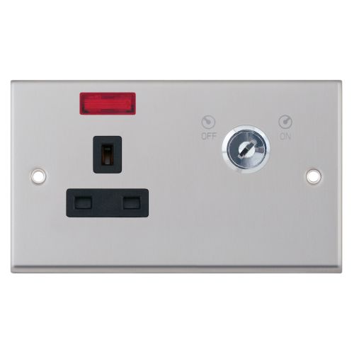 Selectric 13A 1 Gang DP Key Operated Lockable Socket Neon