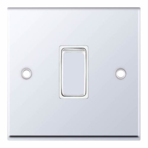 Selectric 10 Amp Plate Switch 1 Gang 2 Way X-Rated Polished Chrome White Inserts