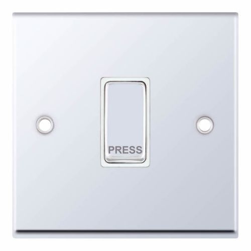 Selectric 10 Amp Push Switch 1 Gang X-Rated “PRESS” Polished Chrome White Inserts