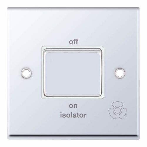 Selectric 10 Amp 3 Pole Fan Isolator Switch X-Rated Polished Chrome White Inserts