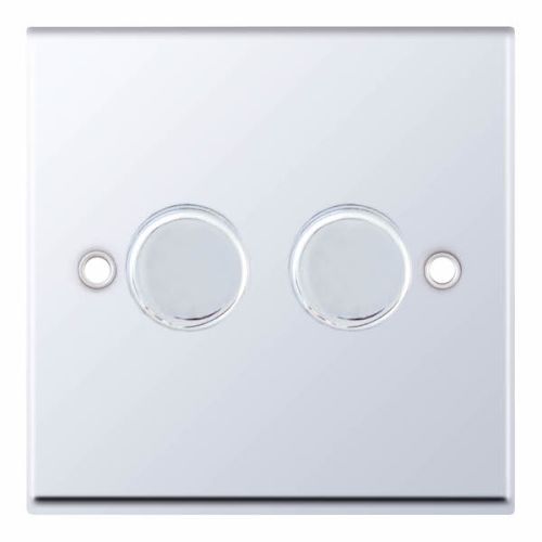 Selectric 2 Gang 2 Way Dimmer Switch 5-100W Push On/Off Polished Chrome