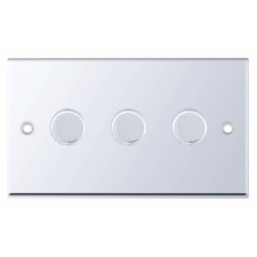 Selectric 3 Gang 2 Way Dimmer Switch 5-100W Push On/Off Polished Chrome