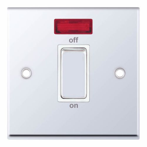 Selectric 45 Amp DP Switch with Neon 1 Gang Plate Polished Chrome