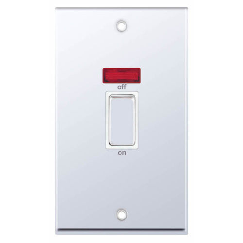 Selectric 45 Amp DP Switch with Neon 2 Gang Plate Polished Chrome