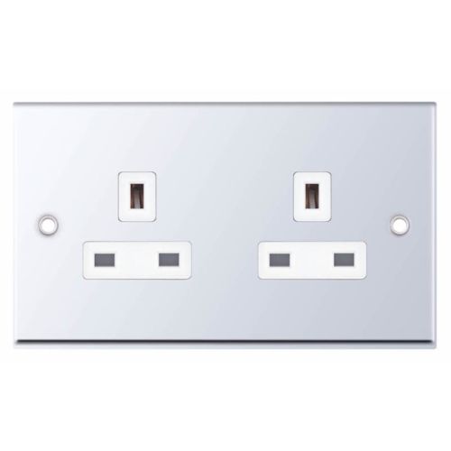 Selectric 2 Gang 13 Amp Socket Unswitched Polished Chrome