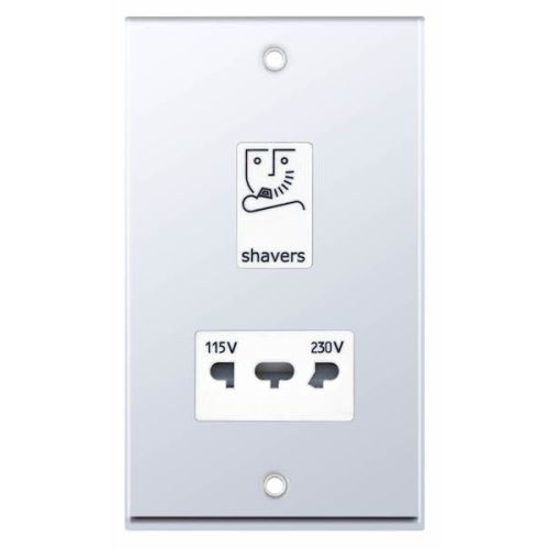 Selectric Dual Voltage Shaver Socket 115V & 230V Output Polished Chrome