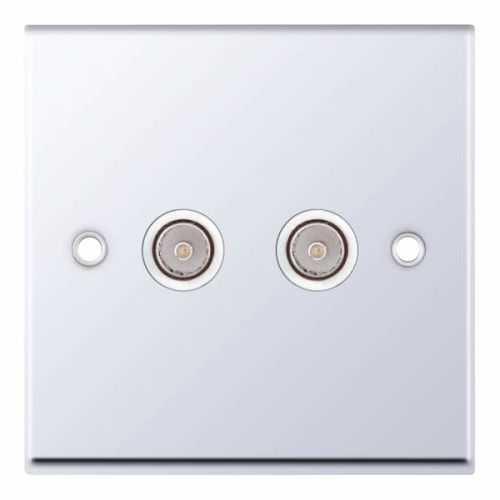 Selectric 2 Gang TV/FM ﻿Coaxial/Aerial Socket Polished Chrome