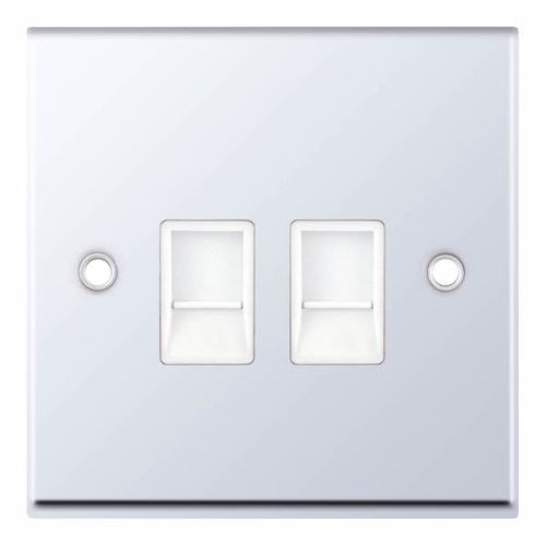Selectric 2 Gang RJ45 Computer/Data Socket Polished Chrome 