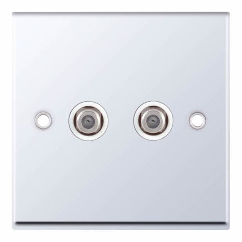 Selectric 2 Gang F-Type Satellite Socket Polished Chrome 