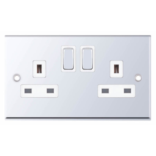 Selectric 2 Gang 13 Amp Socket SP Switched Polished Chrome