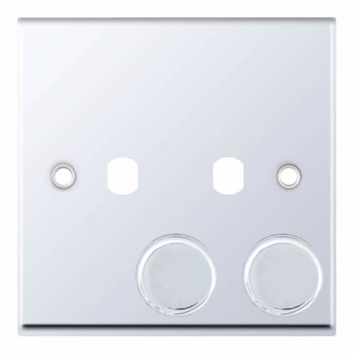Selectric 2 Aperture Empty Dimmer Plate with Knobs Polished Chrome