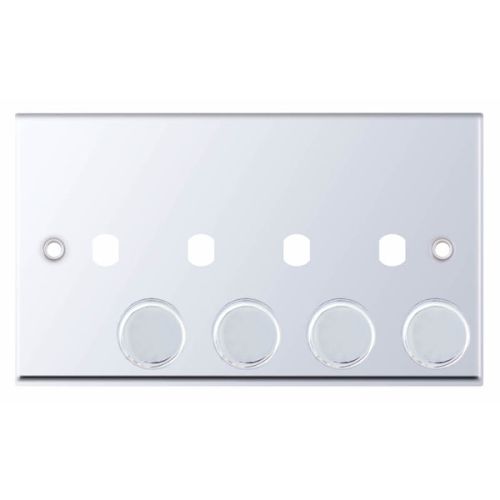 Selectric 4 Aperture Empty Dimmer Plate with Knobs Polished Chrome