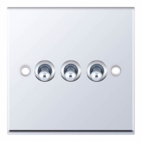 Selectric 10 Amp Toggle Switch 3 Gang 2 Way Polished Chrome 