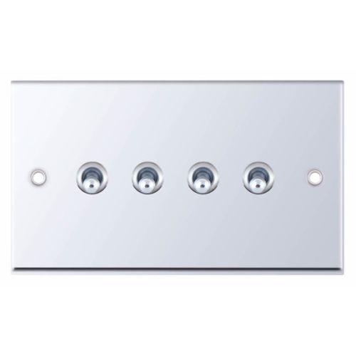 Selectric 10 Amp Toggle Switch 4 Gang 2 Way Polished Chrome 