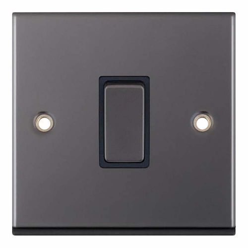 10 Amp Plate Switch 1 Gang 2 Way Black Nickle with Black Insert
