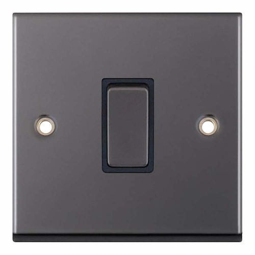 10 Amp Plate Switch 1 Gang 2 Way Black Nickle with Black Insert