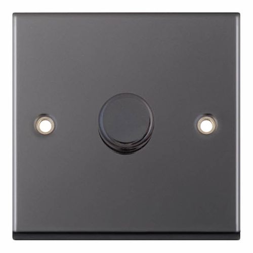 Selectric 1 Gang 2 Way Dimmer Switch 5-100W Push On/Off Black Nickel 