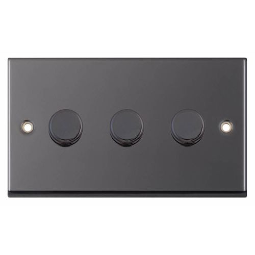 Selectric 3 Gang 2 Way Dimmer Switch 5-100W Push On/Off Black Nickel 