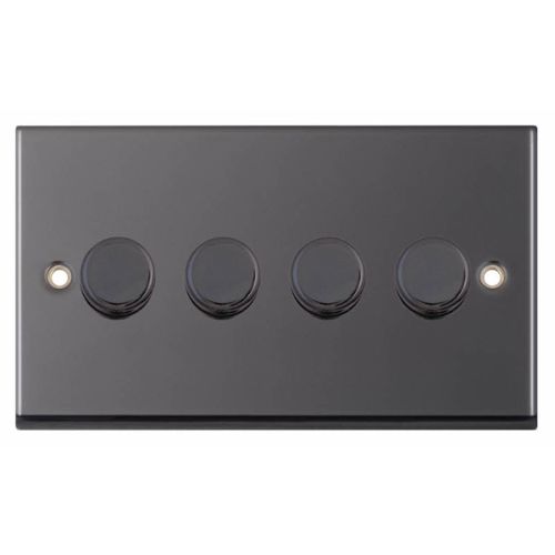 Selectric 4 Gang 2 Way Dimmer Switch 5-100W Push On/Off Black Nickel 