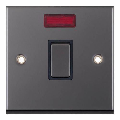 20 Amp DP Switch with Neon - Black Nickel  with Black Insert 