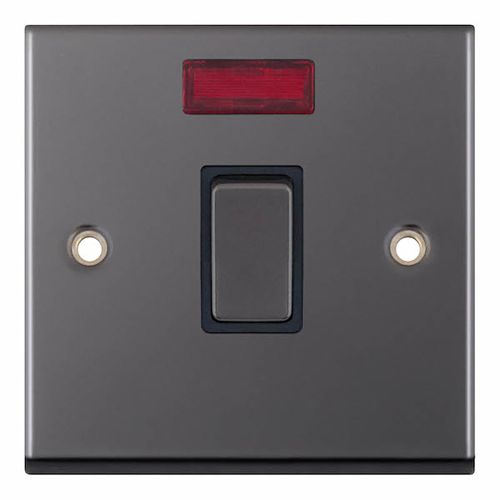 20 Amp DP Switch with Neon - Black Nickel  with Black Insert 