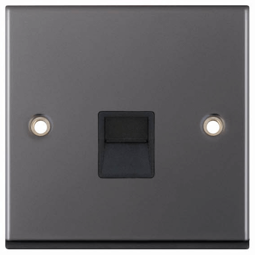 1 Gang Telephone Secondary Socket - Black Nickel with Black Insert with Meteor Electrical 
