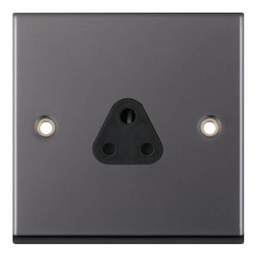 Selectric 2 Amp Round Pin Socket 3 Pin Unswitched Black Nickel 