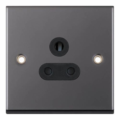 Amp Round Pin Socket - 3 Pin  Black Nickel with Black Inserts by Meteor Electrical 