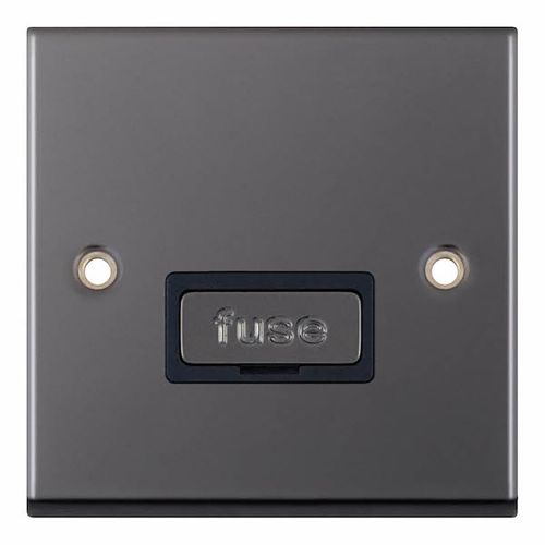  13 Amp Fused Connection Unit - Unswitched Black Nickel with Black Insert by Meteor Electrical 