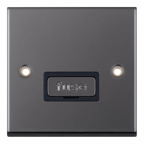  13 Amp Fused Connection Unit - Unswitched Black Nickel with Black Insert by Meteor Electrical 