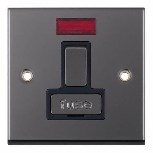  13 Amp Fused Connection Unit with Neon DP – Black Nickel with Black Insert 