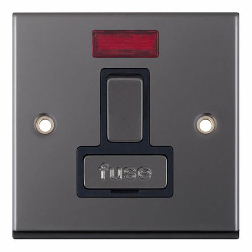  13 Amp Fused Connection Unit with Neon DP – Black Nickel with Black Insert 