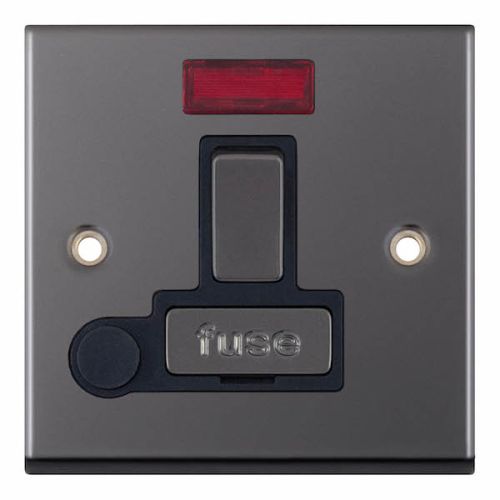 Selectric 13 Amp Fused Connection Unit with Neon and Flex Outlet DP Switched Black Nickel 